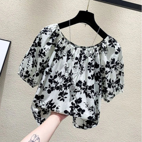 Blue Floral Plus Tee