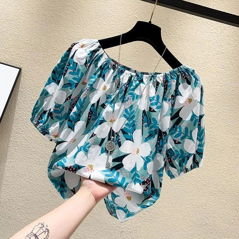 Blue Floral Plus Tee
