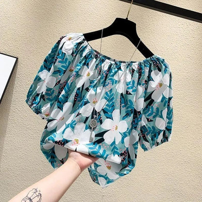 Blue Floral Plus Tee