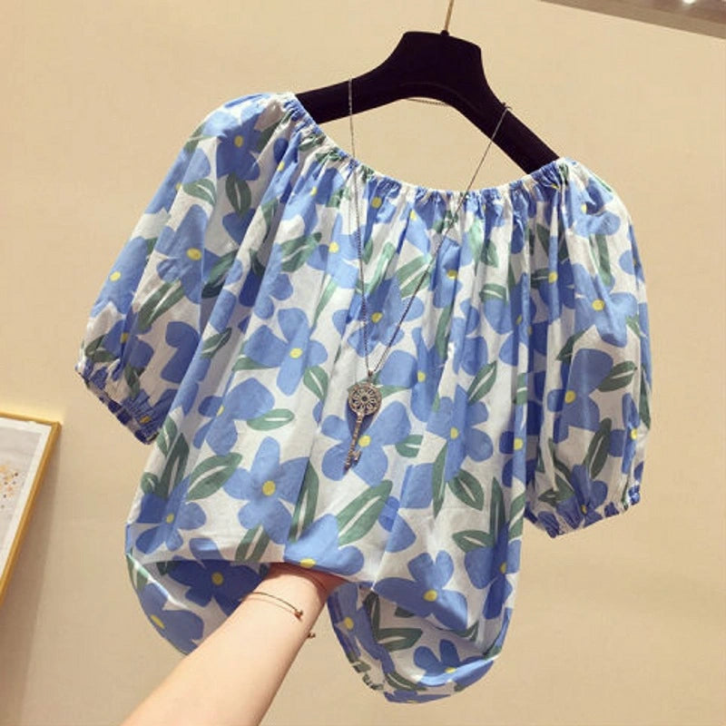 Blue Floral Plus Tee